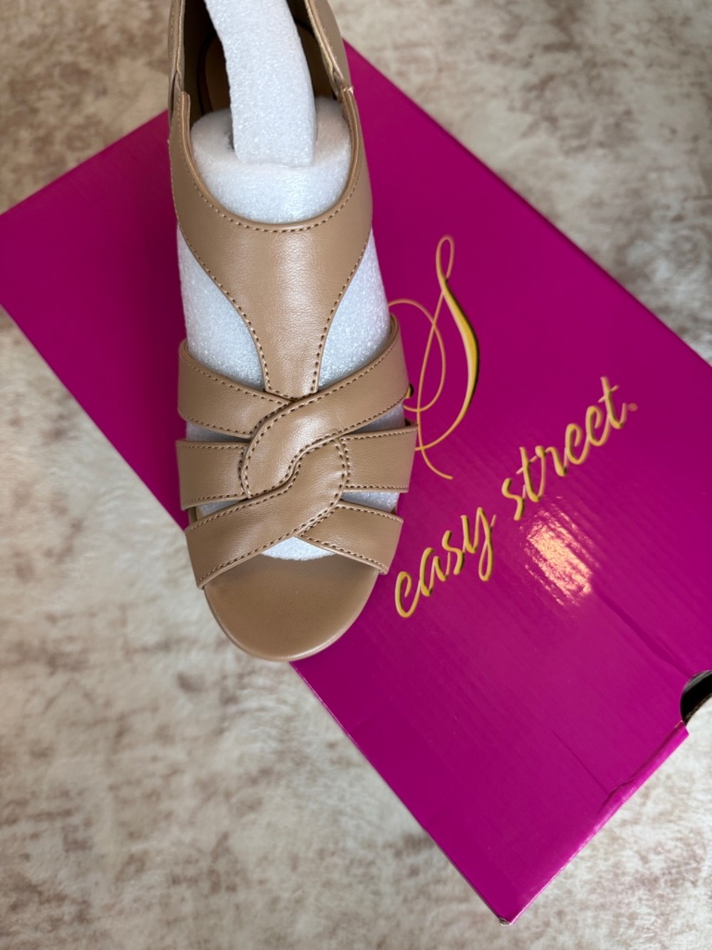 easy street Tan Knot-Strap Slingback Sandal